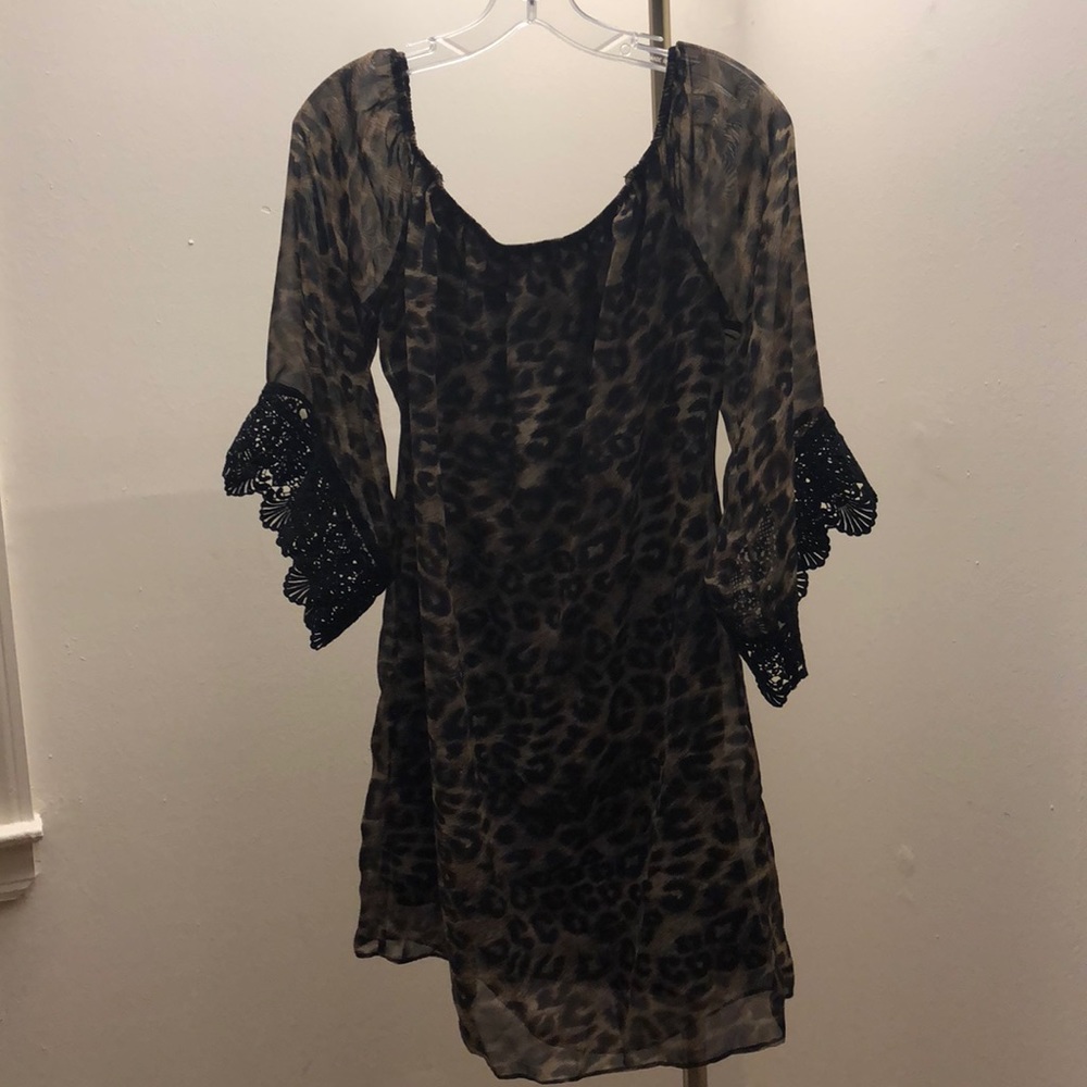Leopard off shoulder dress size L